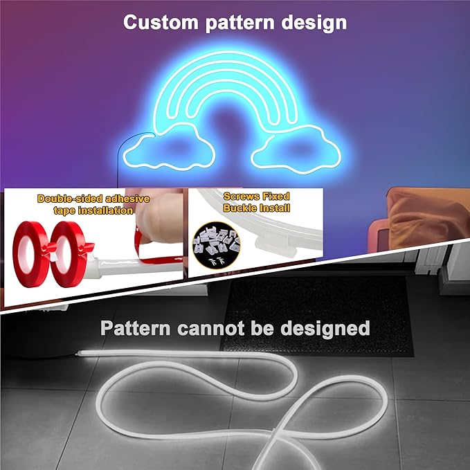 Cozylady RGB Neon LED Rope Lights, Waterproof Bluetooth APP Remote Control Music Sync Strip Lights, 24V Flexible DIY Silicone Light for Bedroom Home Indoor Outdoor Decor (12M/40Ft)