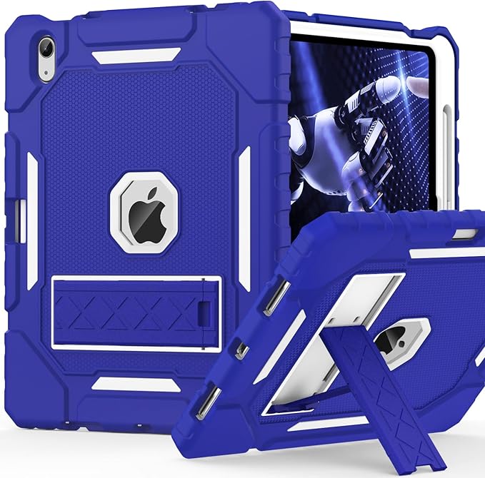 ZoneFoker Case for iPad (A16) 11th/10th Generation 11/10.9 inch 2025/2022, Heavy Duty Military Grade Shockproof Rugged Cover with Pencil Holder/Stand for i Pad 11th / 10 th Gen (Deep Blue)