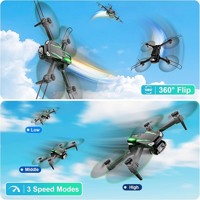 Drone with 1080P Camera, Foldable Remote Control Quadcopter for Adults Beginners, Mini Drone with Stable Hover, Waypoint Fly, 3D Flips, One Key Start, 2 Batteries, Easy to Fly Indoors & Outdoors