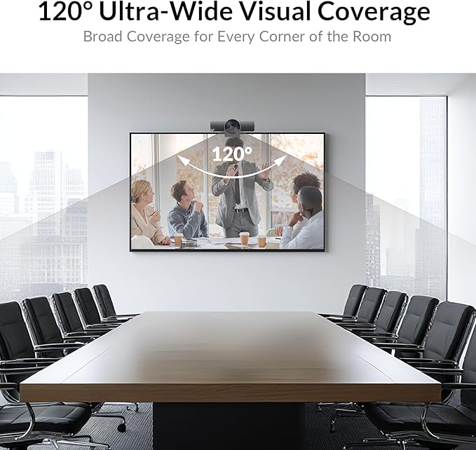 AV Access 4K Conference Room Camera - 1/1.8" CMOS, Gesture Control, Auto Framing, Presenter Tracking, Individuals Gallery, Dual Noise-Canceling Mics, Privacy Cover, 120° FOV, ePTZ 5X Zoom Webcam