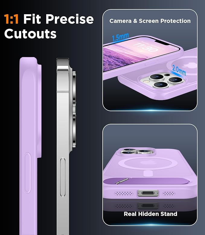 Magnetic Compatible with iPhone 13 Pro Case, [Built-in Invisible Kickstand][Compatible with MagSafe][Military Grade Shockproof] Slim Translucent Matte Phone Case for iPhone 13 Pro 6.1"