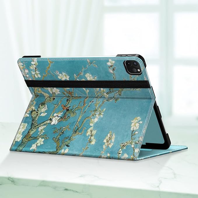 Fintie Folio Case for iPad Pro 12.9" 6th Generation 2022, Multi-Angle Smart Stand Cover w/Pencil Holder & Pocket, Also Fit iPad Pro 12.9 2021 5th & 2020 4th & 2018 3rd Gen, Blossom