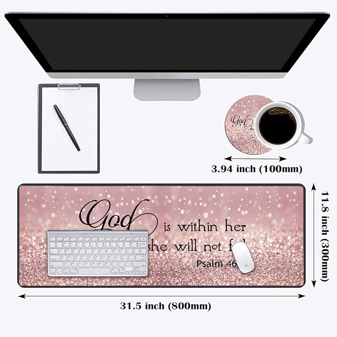 Desk Pad Gaming Mouse Pad,Stitched Edges Design Large Mouse Pad for Laptop Computer Chicago Skyline Scene at Night Desk Writing Mat for Office & Home