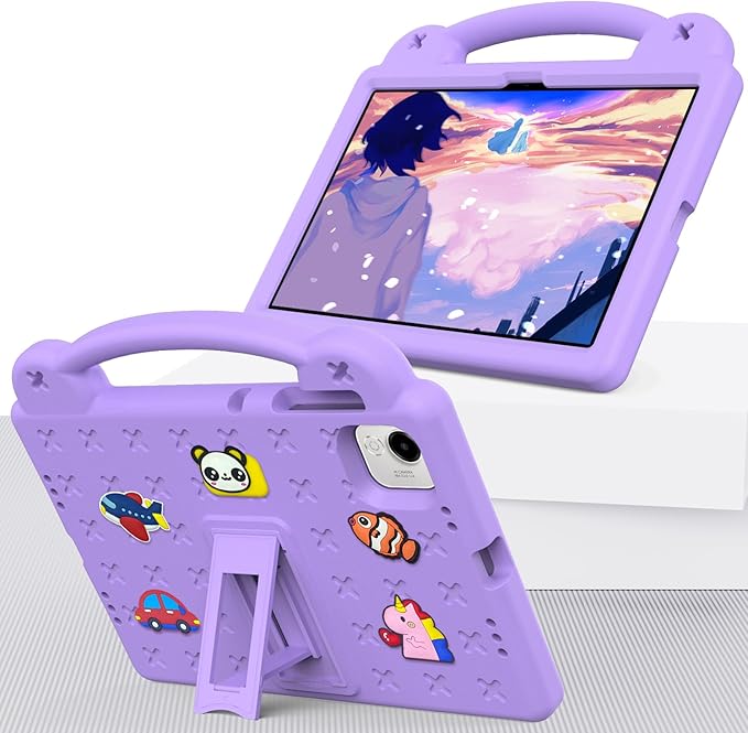 AKABEILA Compatible with Honor Pad X9a 2025 11.5 inch Tablet Case, Kids Friendly Universal Lightweight Shockproof Protective Case with Shoulder Strap & Stand Handle Light Purple