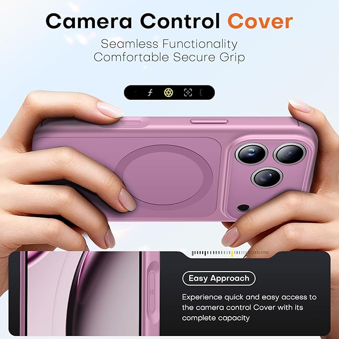 TAURI for iPhone 17 Pro Case, Compatible with MagSafe, (Full Camera Protection) Camera Control Cover Solid-Color Matte Magnetic Phone Case for 17 Pro 6.3", Lilac Purple