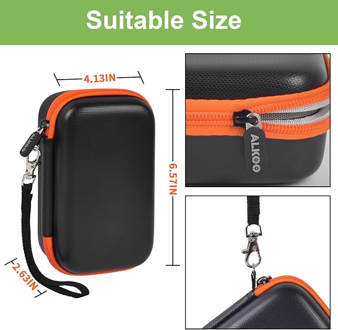 Case for LaCie Rugged Mini 1TB/ 2TB/ 4TB/ 5TB/ Thunderbolt 3.0 2.0 USB-C External Hard Drive Portable HDD, Storage Holder for Hard Drives for Mac and PC Computer & USB Cable SD Cards- Bag Only (Grey)