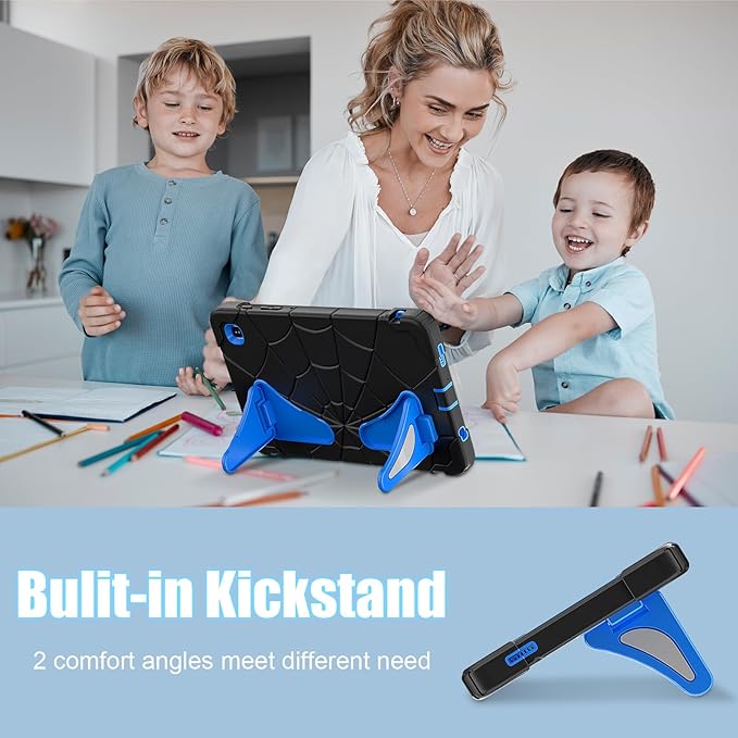 AKABEILA Compatible with Samsung Galaxy Tab A7 Lite 8.7 inch T225/T220(2021) Tablet Case，Lightweight Shockproof Rugged Protective Cover with Kickstand for Kids Children Boys Babies Black Blue