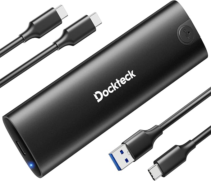 dockteck M.2 NVMe SATA SSD Enclosure Adapter, Tool-Free USB 3.2 Gen 2 10Gbps NVMe to USB Adapter for SSDs 2230/2242/2260/2280, External Solid State Drive Case Supports M-Key/B+M Key and UASP (Black)
