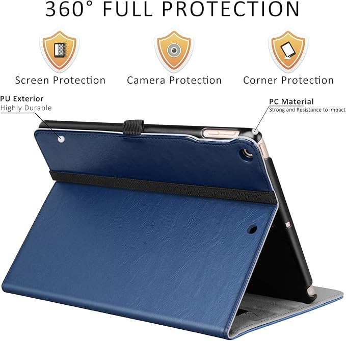ZtotopCases for iPad Air 3rd Generation 2019/iPad Pro 10.5 Inch 2017, Premium PU Leather Business Folding Stand Folio Cover with Auto Wake/Sleep, Multiple Viewing Angles for iPad Air 3 Gen, Navy Blue