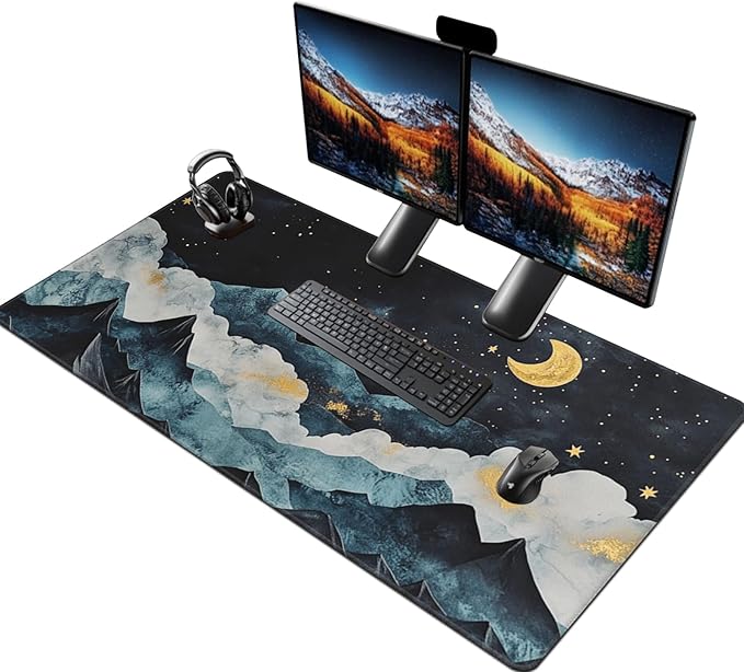 3XL Huge Gaming Mouse Pad Oversized (48"x24") - Extra Large XXXXL Mouse Pads for Full Desk, Mountain Mousepad with Stitched Edges Non-Slip Rubber Base, Desk Mat for Laptop, Computer & PC