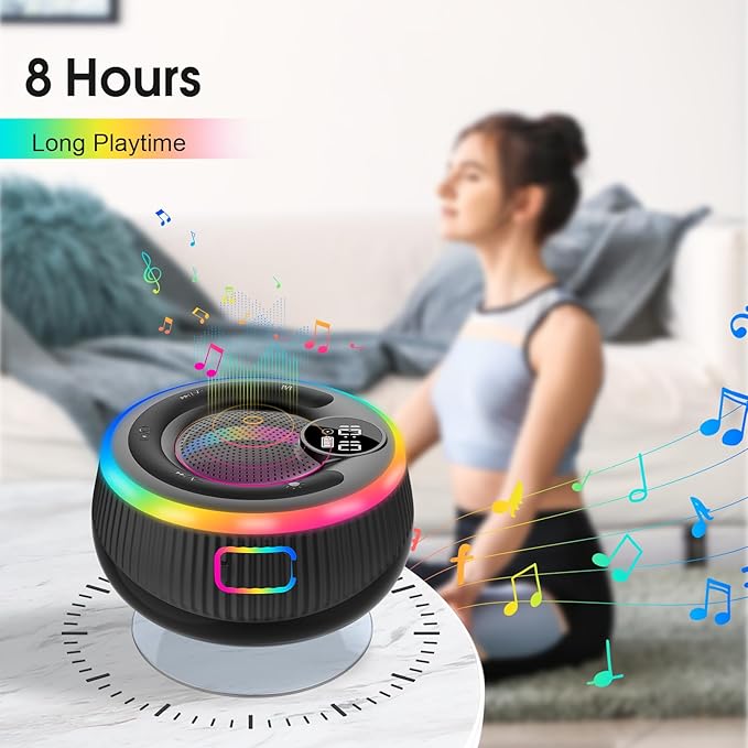 Portable Bluetooth Shower Speaker with Lights, Bluetooth 5.3, Small Wireless Speaker for Outdoor, Blue