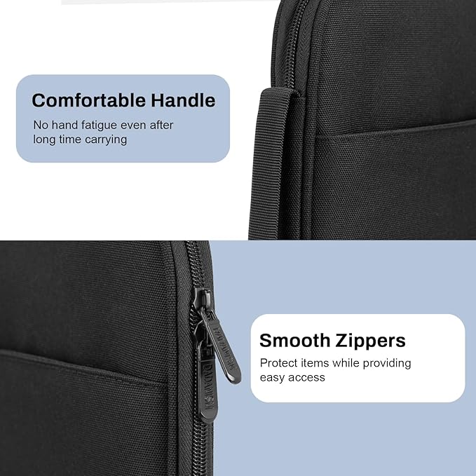 Dadanism 9-11 Inch Tablet Sleeve Padded Carrying Case with Handle, Protective Travel Bag for iPad A16 11" 2025, iPad Air M4/Pro M5 11", iPad 10th Gen 10.9", iPad 10.2", Galaxy Tab A11+ 11", Black
