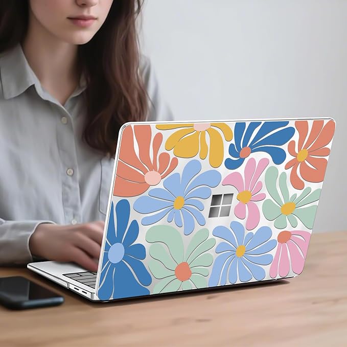 Case for 13-inch Microsoft Surface Laptop Copilot+ PC 2025 (Model 2095), Printed Pattern Ultra-Slim Plastic Hard Shell Case Protective Cover, Colorful Flowers