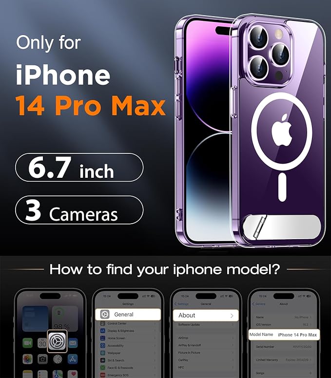 Magnetic Compatible with iPhone 14 Pro Max Case, [Built-in Invisible Kickstand][Compatible with MagSafe] [Military Grade Shockproof] Slim Thin Phone Case for iPhone 14 Pro Max 6.7"