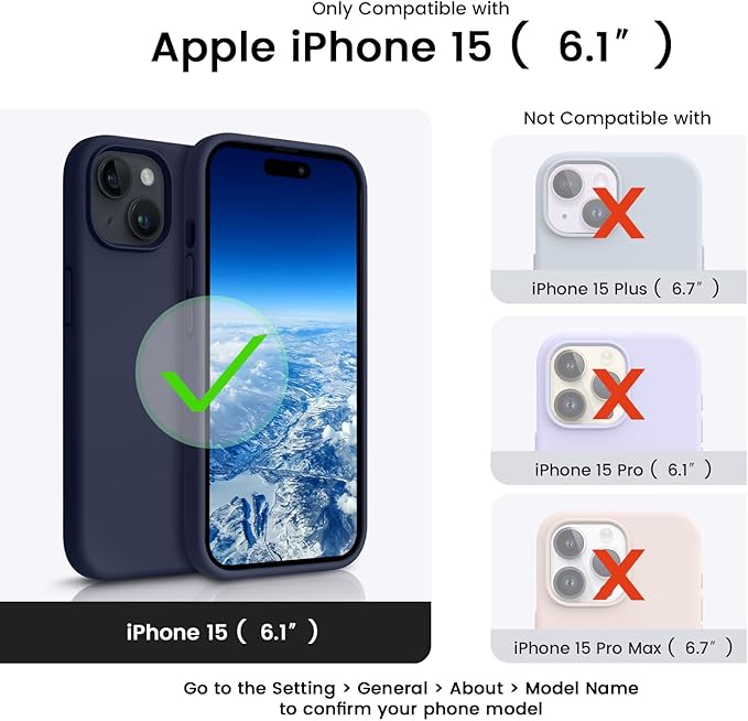 OTOFLY Designed for iPhone 15 Case, Silicone Shockproof Slim Thin Phone Case for iPhone 15 6.1 inch (Midnight Blue)