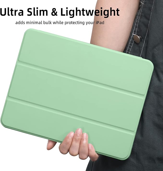 Wenlaty Compatible with iPad Pro 11 Inch Case 4th/3rd/2nd Generation with Pencil Holder, for iPad 11 Pro Case 2022/2021/2020, Protective Trifold Cover with Soft TPU Back, Auto Wake/Sleep, Matcha Green