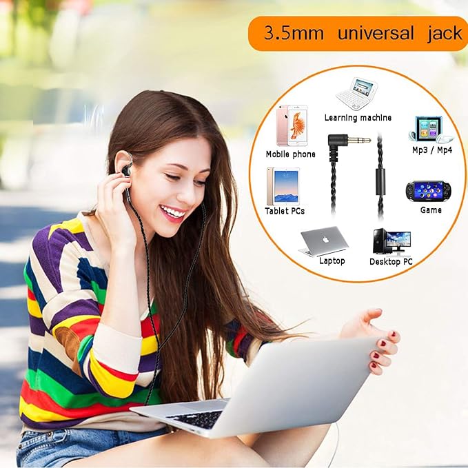 in Ear Monitor Headphones, HiFi Stereo IEM Earphones, Dynamic Dual Driver Wired Earbuds with Detachable Cable, Noise Canceling Headset for Singers Musicians Drummers Audiophile (Carbon Fiber)
