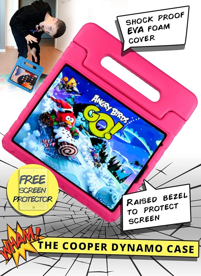 Official Cooper Dynamo for iPad Pro 11 inch Case for Kids 4th/3rd/2nd/1st Generation 2022/2021/2020/2018 | Rugged Foam, Magic Handle, Stand, with Pencil Holder, Eco-Mailer