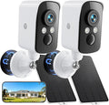 Security Camera Wireless Outdoor, 2.4G WiFi, Battery & Solar Powered, Magnetic, Free Human Detection, Free 7-Day Cloud/SD, Night Vision, Siren, 2-Way Talk, 2K, IP65