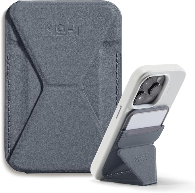 MOFT Magnetic Wallet Stand Compatible with iPhone 17/16/15/14/13/12 Series, Angle Adjustment & Magsafe Compatible MOVAS Phone Stand,Cool Grey