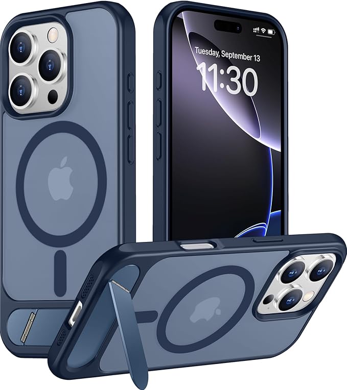 Magnetic Compatible with iPhone 16 Pro Max Case, [Built-in Invisible Kickstand][Compatible with MagSafe] [Military Grade Shockproof] Slim Translucent Matte Phone Case for iPhone 16 Pro Max 6.9"