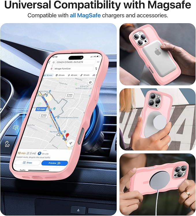 Magnetic for iPhone 16 Pro Max Case[Compatible with MagSafe][Military-Grade Drop Protection][Anti-Yellowing] Shockproof Translucent Matte Cover for iPhone 16 Pro Max Phone Case,PeachPink