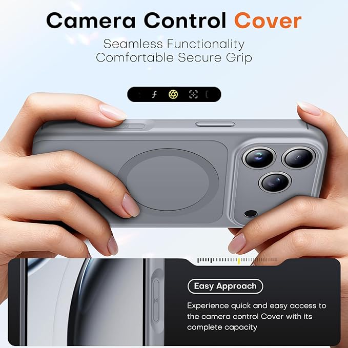 TAURI for iPhone 17 Pro Max Case, Compatible with MagSafe, (Full Camera Protection) Camera Control Cover Solid-Color Matte Magnetic 17 Pro Max Phone Case, Grey
