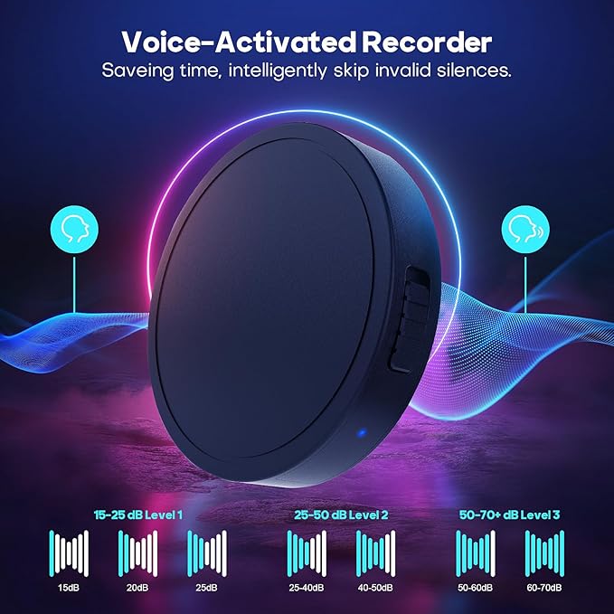 128G (1600 Hour) Magnetic Voice Activated Recorder - Nanezan Recording Device MP3 Records with 70 Hours Battery Time, USB-C Audio Recorder for Work, Lectures, Meetings, Interviews