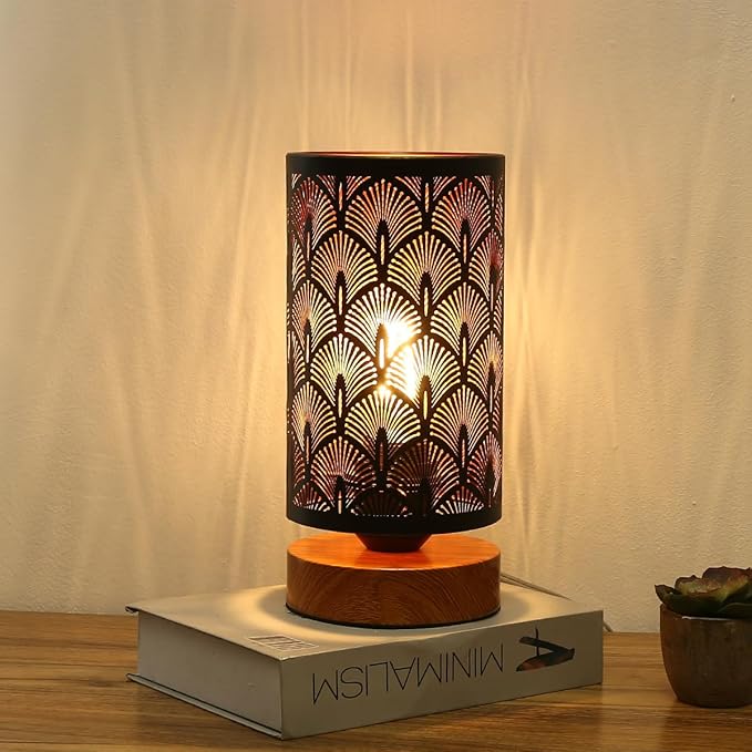 Small Industrial Table Lamps Dimmable, Bedside Lamps for Nightstand,End Table Side Desk lamp with Rustic Black Metal Cage Lampshade for Bedroom, Kids Room Living Room 2700K LED Bulb Included