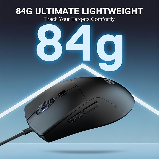 Redragon M618 Wired Gaming Mouse, 10000 DPI Optical Ergonomic Mouse with 6 Programmable Buttons, 84G Ultra Lightweight, Software Supports DIY Keybinds, Black