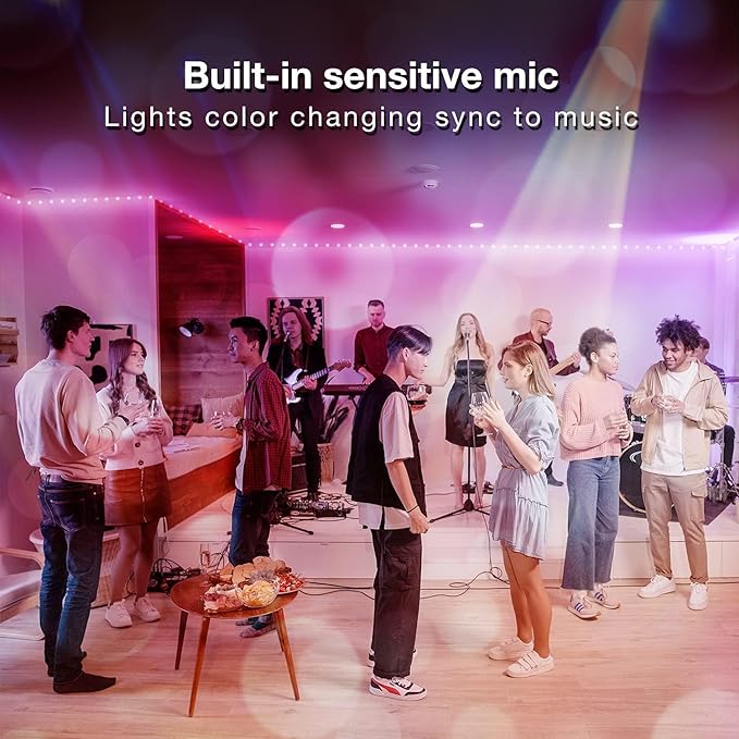 DAYBETTER Led Lights for Bedroom 150 ft (2 Rolls of 75ft), LED Lights with App Voice Control Remote, RGB Music Sync Color Changing Lights, Kitchen, Party,Home Decoration