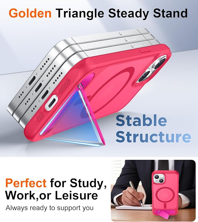 Magnetic Compatible with iPhone 14 Case/iPhone 13 Case,[Built-in Invisible Kickstand][Compatible with MagSafe][Military Grade Shockproof] Slim Translucent Matte Phone Case for iPhone 14/13 6.1"
