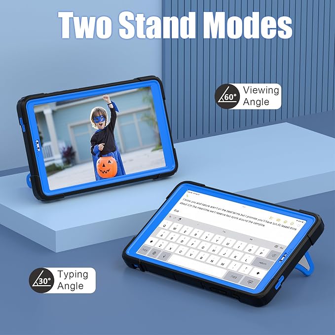 AKABEILA Compatible with Samsung Galaxy Tab A7 Lite 8.7 inch T225/T220(2021) Tablet Case，Lightweight Shockproof Rugged Protective Cover with Kickstand for Kids Children Boys Babies Black Blue