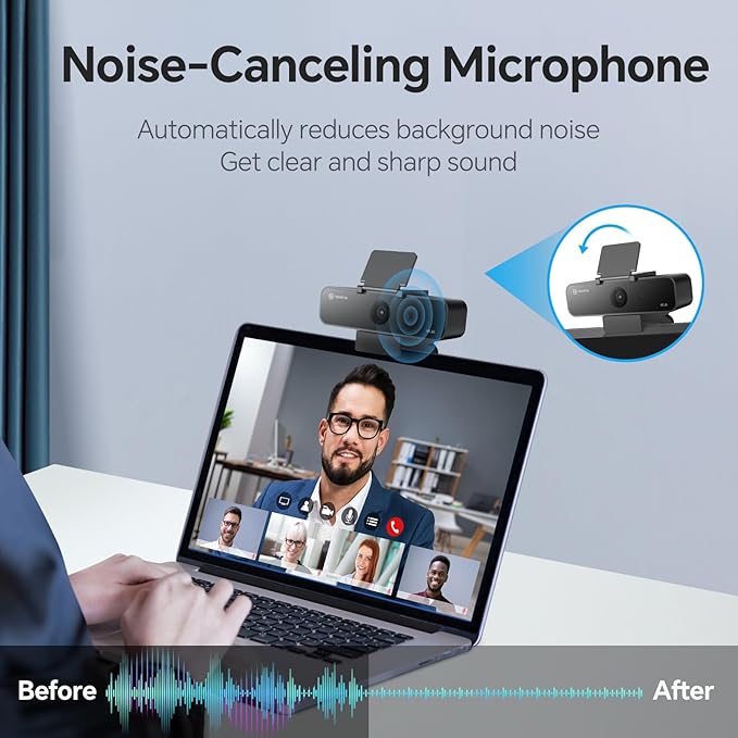 N newline 4K Webcam with Microphone, AI Presenter Tracking, Gesture Control, 95°/78°/65° FOV, Plug & Play, PC Camera with Privacy Cover for Laptop, Zoom, Teams