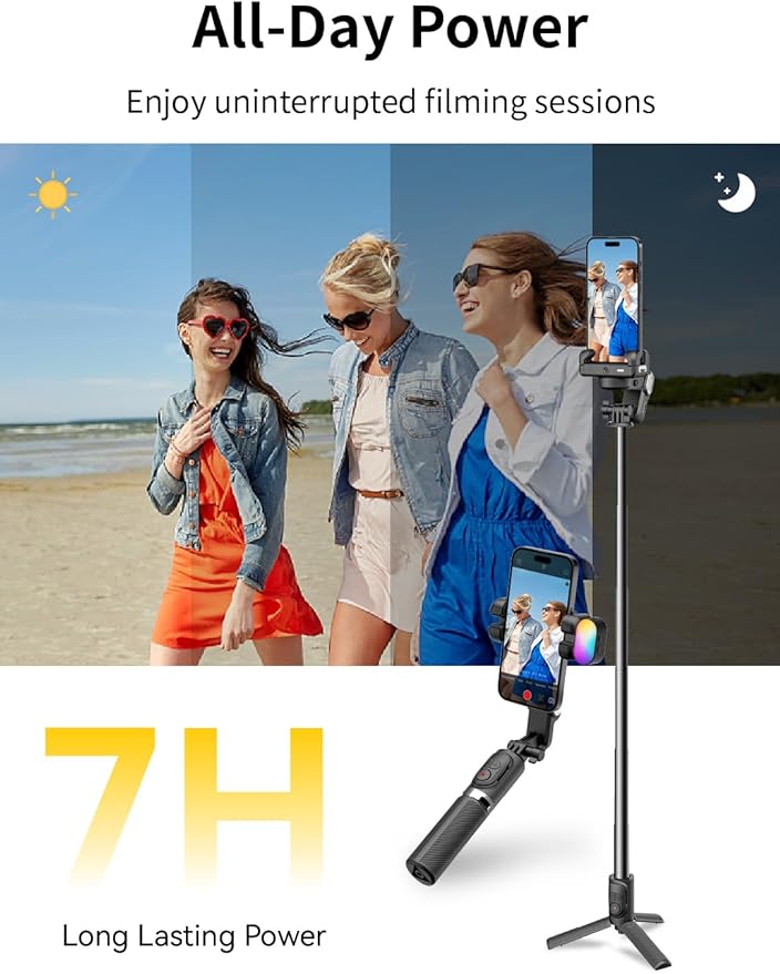 AOCHUAN Gimbal Stabilizer for Smartphone, 4 in 1 Phone Gimbal w/360° Rotation for iPhone/Andriod Sefie Stick Tripod w/Auto Face Tracking and Wireless Remote for TIK Tok YouTube Vlogging-M1 Pro Black