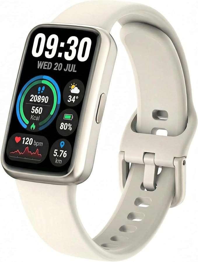 Fitness Tracker for Men & Women, 1.47” HD Smart Band, 24/7 Heart Rate & SpO2 Tracking, Sleep Monitor & Step Counter, 100+ Sports Modes, 3ATM Waterproof, Compatible with Android & iOS, Beige