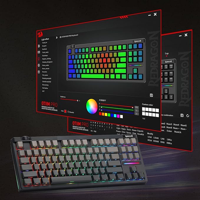 Redragon K729 PRO 80% Wireless Gasket RGB Gaming Keyboard, 3-Mode TKL Mechanical Keyboard w/Knob Control, Gradient PBT Keycaps, Hot-Swap South-Facing Socket & 5-Layer Dampener, Custom Silent Switch