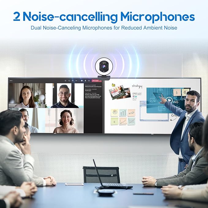 4K Webcam with Ring Light Web Cam 4K Autofocus with TOF Computer Camera 1080P 60FPS Web Camera Built-in Privacy Cover and Microphone Streaming Webcams for Zoom/Skype/Google Meet
