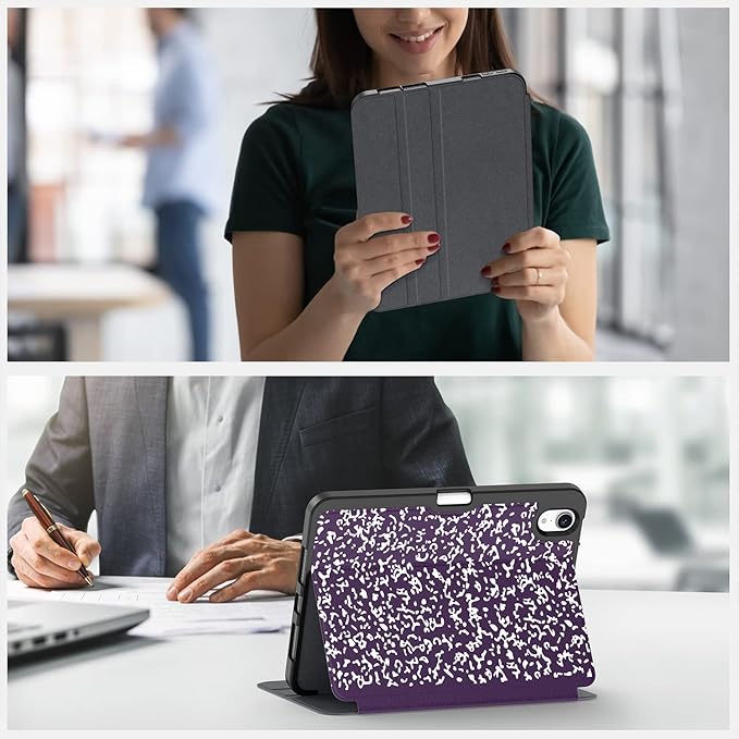 Supveco Case for iPad mini 7 (A17 Pro) 2024/iPad Mini 6 2021 8.3 Inch with Pencil Holder-[Auto Wake/Sleep],Slim Protective Case with Soft TPU Back Cover for iPad mini 7th/6th Generation(Violet)