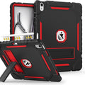 Grifobes Case for iPad Air 13-inch (M4/M3/M2) 2026/2025/2024, Heavy Duty Shockproof Rugged Protective Cover with Pencil Holder/Built-in Stand for i Pad Air 13" (Black+Red)