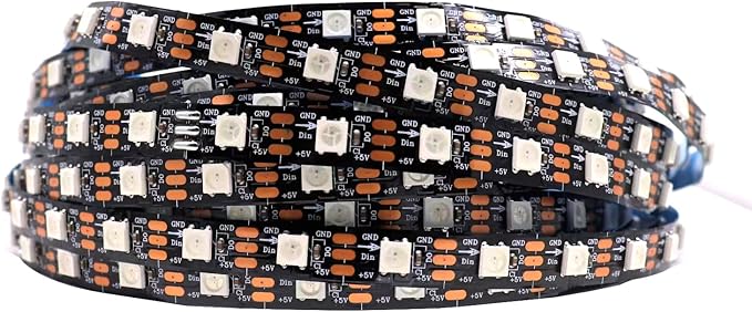 WS2812B LED Strip Individually Addressable Light WS2811 IC WS2812 60Pixels/m SMD 5050 RGB Pixel Strip DC5V (16.4FT 300LEDS Non-Waterproof, Black PCB)