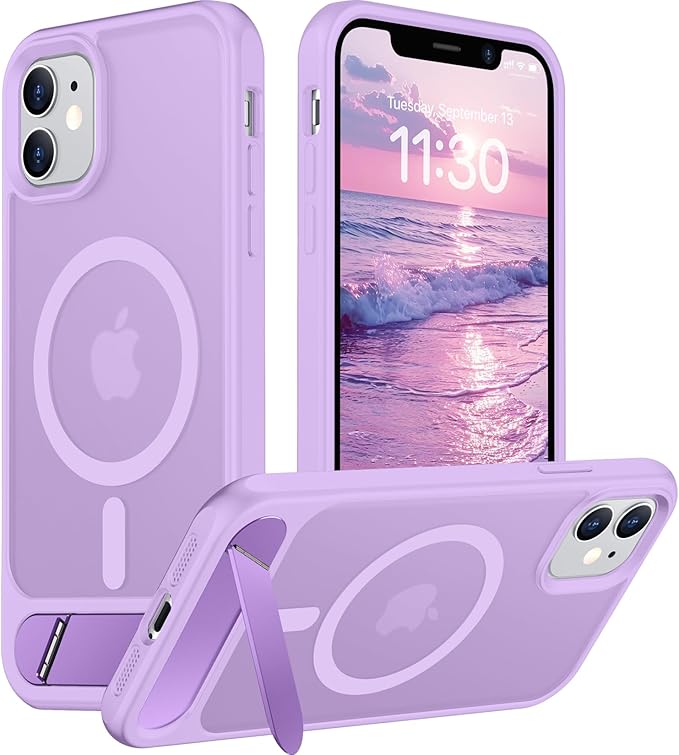 Magnetic Compatible with iPhone 11 Phone Case, [Built-in Invisible Kickstand][Compatible with MagSafe] [Military Grade Shockproof] Slim Translucent Matte Phone Case for iPhone 11 6.1"