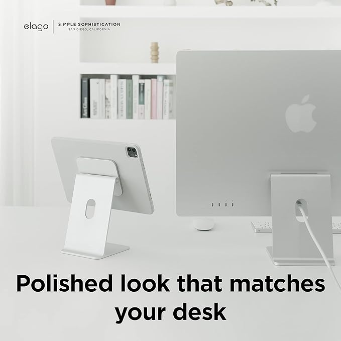 elago Premium iPad Magnetic Stand Designed for iPad Pro 12.9"(5th, 4th Gen), 11"(3rd,2nd Gen), Air 10.9"(5th, 4th Gen), Mini 8.3"(6th Gen, A17 Pro), 10.9"(10th Gen) [Silver]