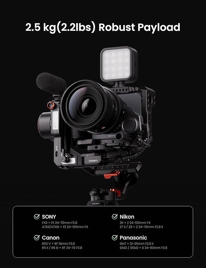 Hohem iSteady MT3 Pro Kit 3-Axis Gimbal Stabilizer for Camera, AI Tracker with Fill Light, for Mirrorless/Pocket/Action Camera/Smartphone, Detachable Touchscreen Control, for Canon/Nikon/Sony/Fujifilm