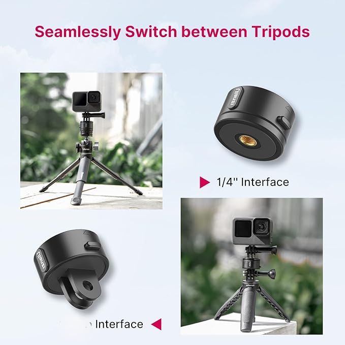 ULANZI Select Tripod Mount Accessories for Action Camera - Go Quick II Basic Set Magnetic Quick Release Adapter for Tripod/Bike/Helmet/Clamp Clip Mount/Suction Cup