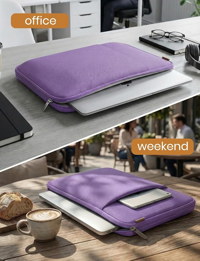 DOMISO 17.3 inch Laptop Sleeve Case Water Resistant Shockproof Protective Computer Bag for 17.3" Notebook/HP Pavilion Envy 17/IdeaPadm/MSI/LG Gra with Accesory Bag,Purple