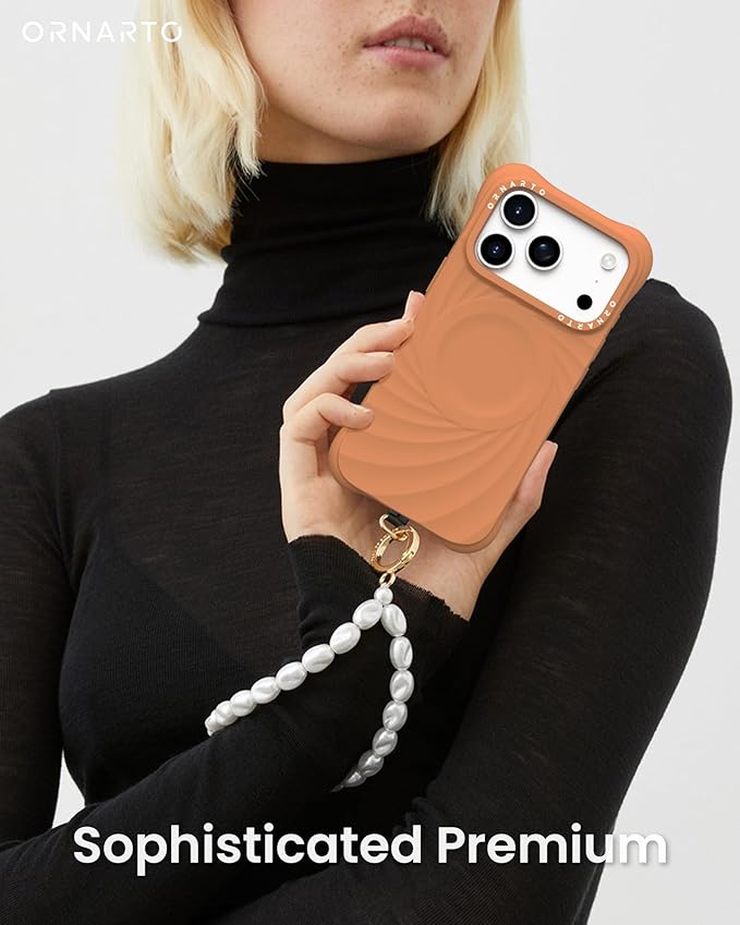 ORNARTO Vortuxe for iPhone 17 Pro Case 6.3" | 2X MIL-STD Protection | Camera Control Button | Compatible with MagSafe | Sleek Aesthetic Liquid Silicone Phone Cover | Autumn Orange