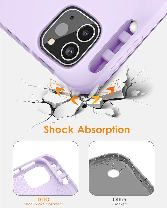 DTTO for iPad Pro 11 inch 4th/3rd/2nd/1st Generation 2022/2021/2020/2018 Case, Smart Slim Trifold Stand Soft TPU Back Cover with Built-in Pencil Holder, Also Fit iPad Air 5/4,Taro Purple