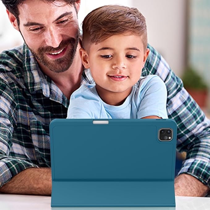 ZryXal New iPad Pro 13 Inch Case (M5) 2025 / (M4) 2024 with Pencil Holder, Smart iPad Case [Support Pencil Pro and Pencil (USB-C)], Support Touch ID and Auto Wake/Sleep (Teal)