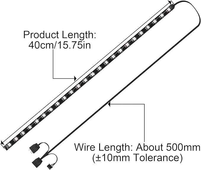 40cm Magnetic ARGB LED Strip for PC Case, Silicone Encased 24 LEDs, 5V 3-Pin Addressable RGB Light Sync with Motherboard